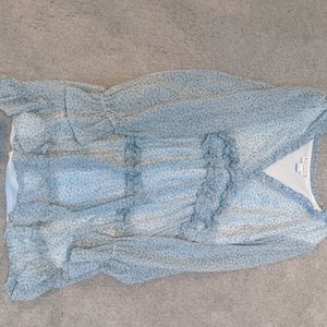 Small, blue, short, flower dress